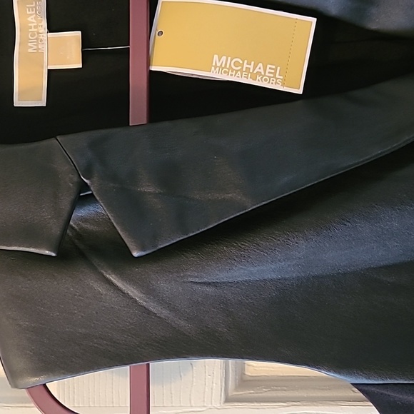 NWT: MICHAEL KORS AUTHENTIC WOMENS BLACK FAUX LEATHER LONG VEST SIZE XS - Picture 6 of 16